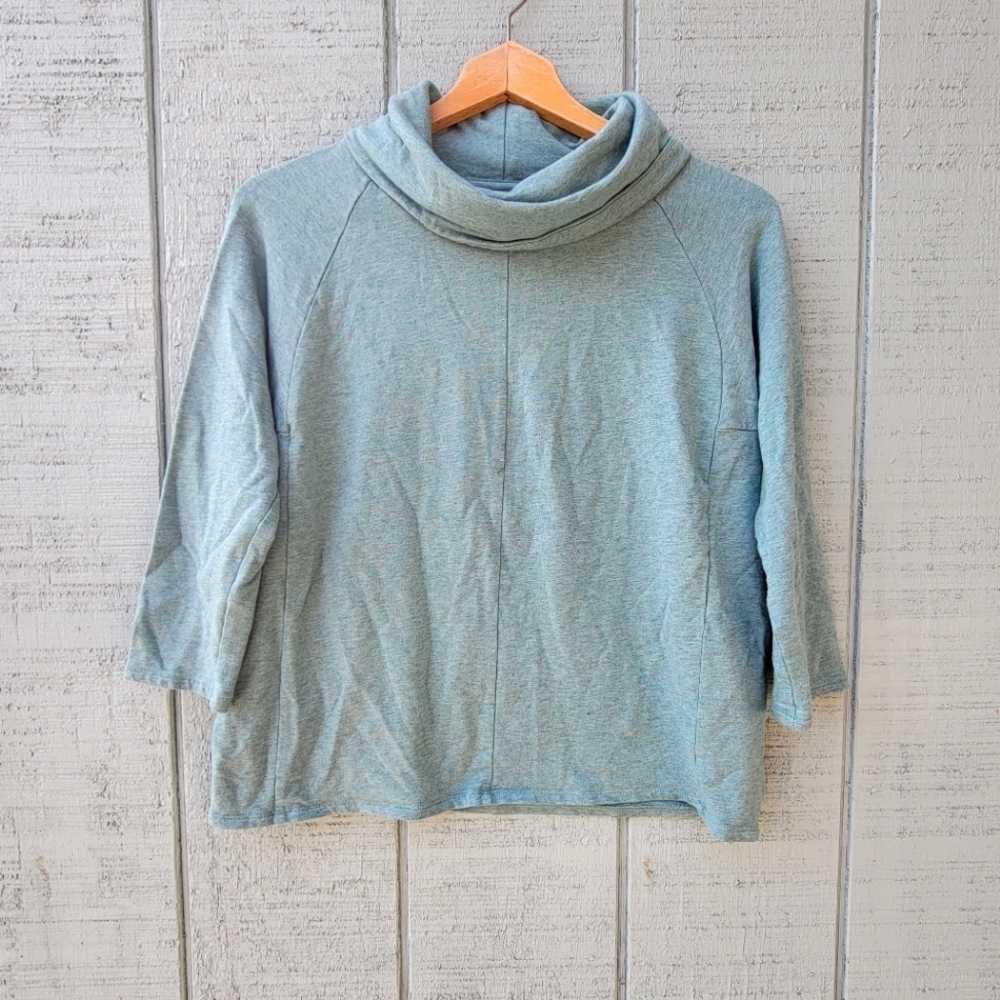 J Jill PureJill Pima Cotton Modal Cowl Neck Sweatshirt size S Seafoam Blue